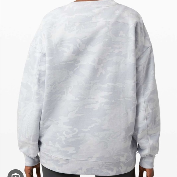 Lululemon Perfectly Ovrsized Crew Sweatshirt Heritage 365 Camo Grey/White Size 8 - Picture 3 of 7